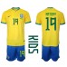 Brasil Antony #19 Hjemmedraktsett Barn VM 2022 Korte ermer (+ Korte bukser)